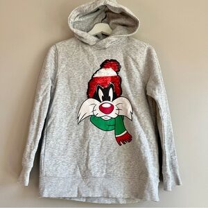 Zara Christmas hoodie sweatshirt kid 12 flip sequin pullover Sylvester cat Santa